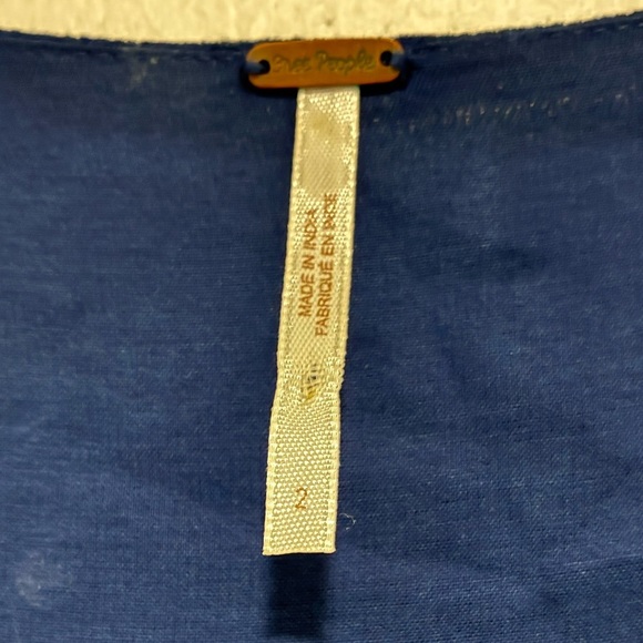 Free People Blue White Jasmine Floral Embroidered Long Bell Sleeve Gauzy Dress 2 - Picture 12 of 15